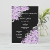 Invitation PURPLE LACE Florale ÉLÉGANTE MARIAGE MODERNE NOIR (Debout devant)