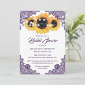 Invitation Purple Lace Sunflower String Lights Bridal Shower (Debout devant)