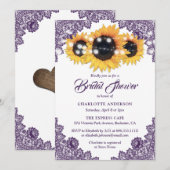 Invitation Purple Lace Sunflower String Lights Bridal Shower (Devant / Derrière)