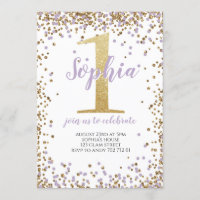 Purple Lavande Confetti fille premier anniversaire