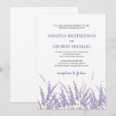 Invitation Purple lavande rustique rural moderne mariage flor (Devant / Derrière)