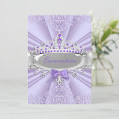 Invitation Purple Lavande Tiara Damask Quinceanera Party (Debout devant)