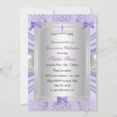 Invitation Purple Lavande Tiara Damask Quinceanera Party (Dos)