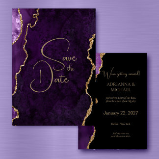 Invitation Purple Lavender Agate Wedding Enregistrer la date