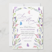 Invitation Purple Lavender Amour dans Bloom Fête des mariées (Devant)
