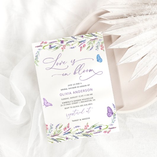 Invitation Purple Lavender Amour dans la Fête des mariées de