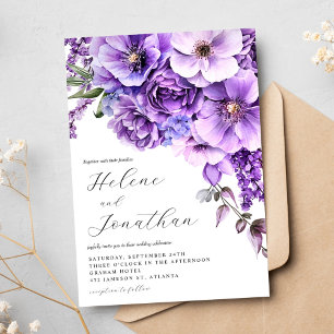 Invitation Purple Lavender Aquarelle Jardin Mariage élégant