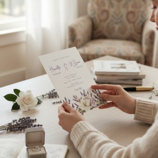 Invitation Purple Lavender Botanical Garden Wedding