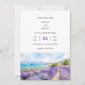Invitation Purple Lavender Coastal Field Art Beach Mariage (Devant)