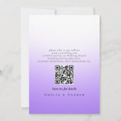 Invitation Purple Lavender Code QR minimal Mariage élégant (Dos)