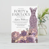 Invitation Purple Lavender Dusty Rose fête de 40e anniversair (Debout devant)