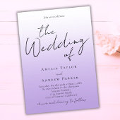 Invitation Purple Lavender Elegant Photo QR Code Mariage