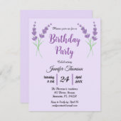 Invitation Purple Lavender fête d'anniversaire (Devant / Derrière)