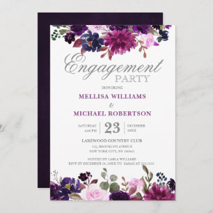 Invitation Purple Lavender Floral Boho Engagement
