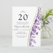 Invitation Purple Lavender Floral Vingt-vingtième anniversair (Debout devant)
