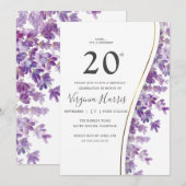 Invitation Purple Lavender Floral Vingt-vingtième anniversair (Devant / Derrière)