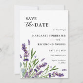 Invitation Purple Lavender Floral Wedding Enregistrer La Date (Devant)