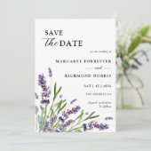 Invitation Purple Lavender Floral Wedding Enregistrer La Date (Debout devant)