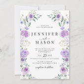Invitation Purple Lavender Floral Wreath Boho Wedding (Devant)