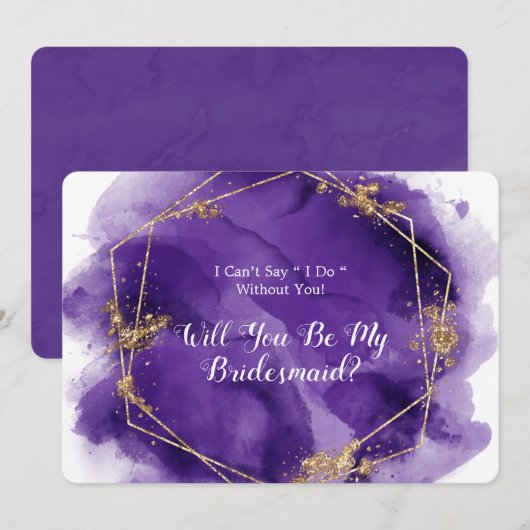 Invitation Purple Lavender Gold Serez-Vous Ma Femme D'Accueil (Devant / Derrière)