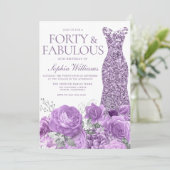 Invitation Purple Lavender Gown Floral 40e fête d'anniversair (Debout devant)