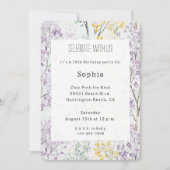 Invitation Purple Lavender Green Yellow Floral Birthday (Devant)
