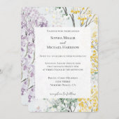 Invitation Purple Lavender Green Yellow Flower Wedding (Devant / Derrière)