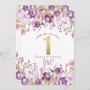 Invitation Purple Lavender Lilac Floral Moderne 1er Anniversa