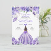 Invitation Purple Lavender Mis Quince 15 Anos Argent Couronne (Debout devant)