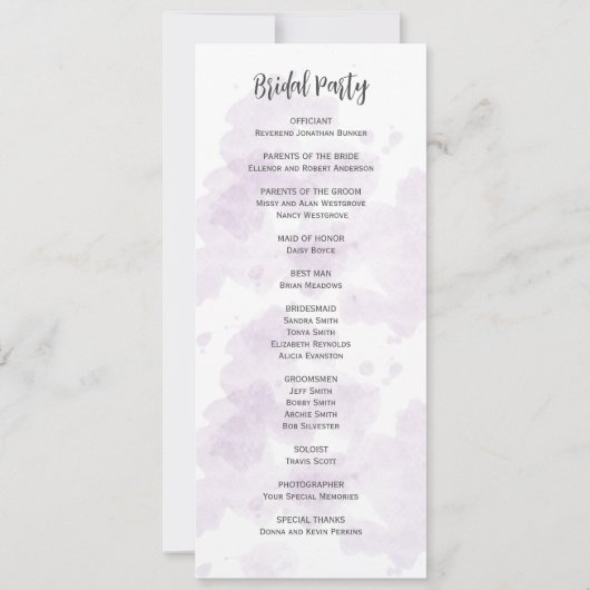 Invitation Purple Lavender Peonies Floral Wedding Program (Dos)