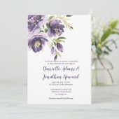 Invitation Purple Lavender Peonies Mariage de verdure (Debout devant)