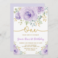 Purple Lavender Rose Fille 1er anniversaire fête