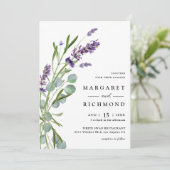 Invitation Purple Lavender Russe Floral Aquarelle Mariage (Debout devant)