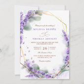 Invitation Purple Lavender Rustic Floral QR Code Wedding (Devant)