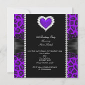 Invitation Purple Leopard Dentelle coeur photo Anniversaire f (Dos)