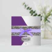 Invitation Purple Leopard Sweet 16 Anniversaire (Debout devant)