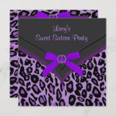 Invitation Purple Leopard Sweet 16 Party (Devant / Derrière)