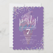Invitation Purple Let's Party Rainbow Ice Cream Anniversaire (Devant)