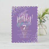 Invitation Purple Let's Party Rainbow Ice Cream Anniversaire (Debout devant)