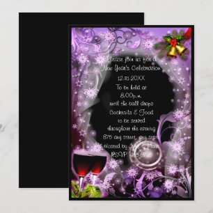 Invitation Purple L'Horloge Grève 12 Fête du Nouvel An