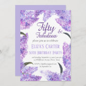 Invitation Purple Lilac 50ème Anniversaire Botanique Cinquant (Devant / Derrière)