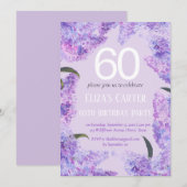Invitation Purple Lilac 60ème Floral Elégant Anniversaire (Devant / Derrière)