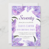 Invitation Purple Lilac 70ème Soixante-Dix Floral Elégant Ann (Devant)