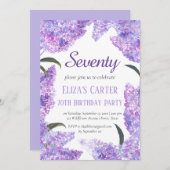 Invitation Purple Lilac 70ème Soixante-Dix Floral Elégant Ann (Devant / Derrière)