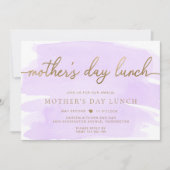 Invitation Purple Lilac Aquarelle Or Déjeuner de la fête des  (Devant)