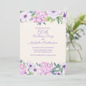 Invitation Purple Lilac Fleurs 60e fête d'anniversaire (Debout devant)