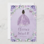 Invitation Purple Lilac Floral Brown fille douce 16 Anniversa (Dos)