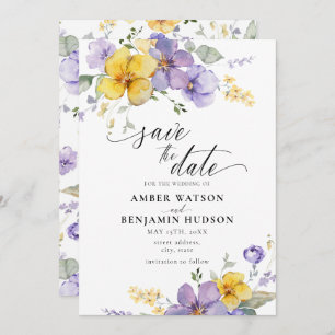 Invitation Purple Lilac Lavande Jaune Floral Enregistrer La D