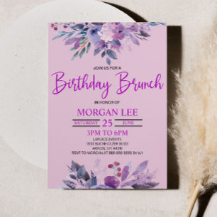 Invitation Purple Lilac Lavender Violet Anniversaire Brunch d