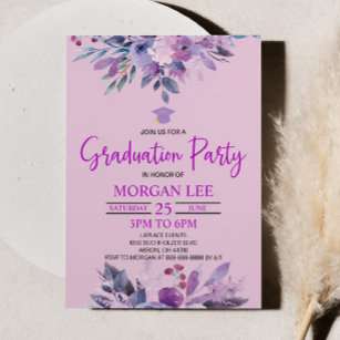 Invitation Purple Lilac Lavender Violet Plum Graduation Party